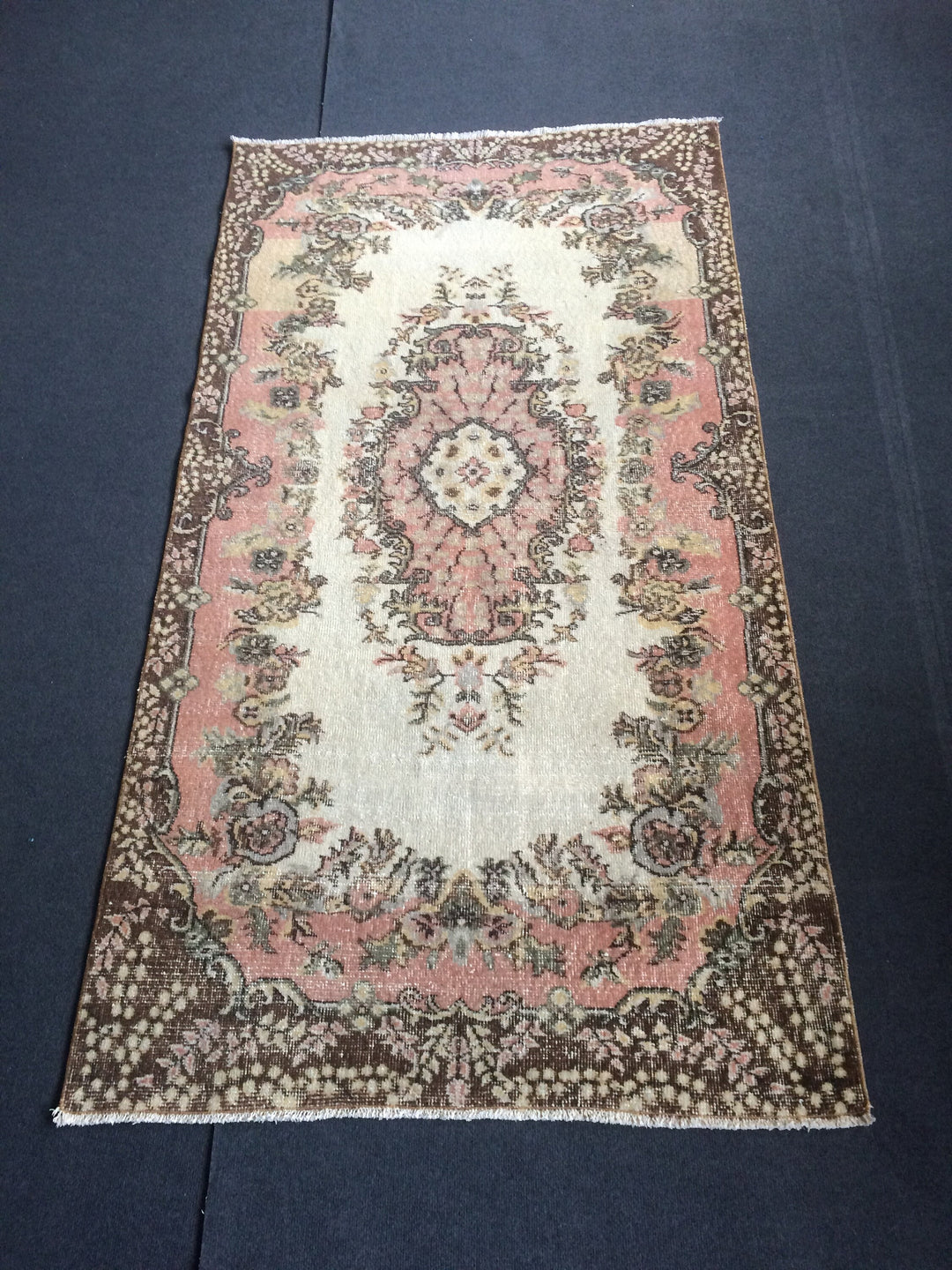 Pink Turkish Oushak Runner Rug Hand-Knotted