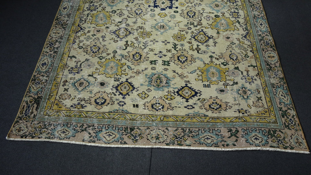 Green Turkish Runner Rug 5' 7" x 8' 9" Hand-Knotted | No. WR22630