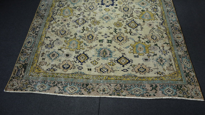 Green Turkish Runner Rug 5' 7" x 8' 9" Hand-Knotted | No. WR22630
