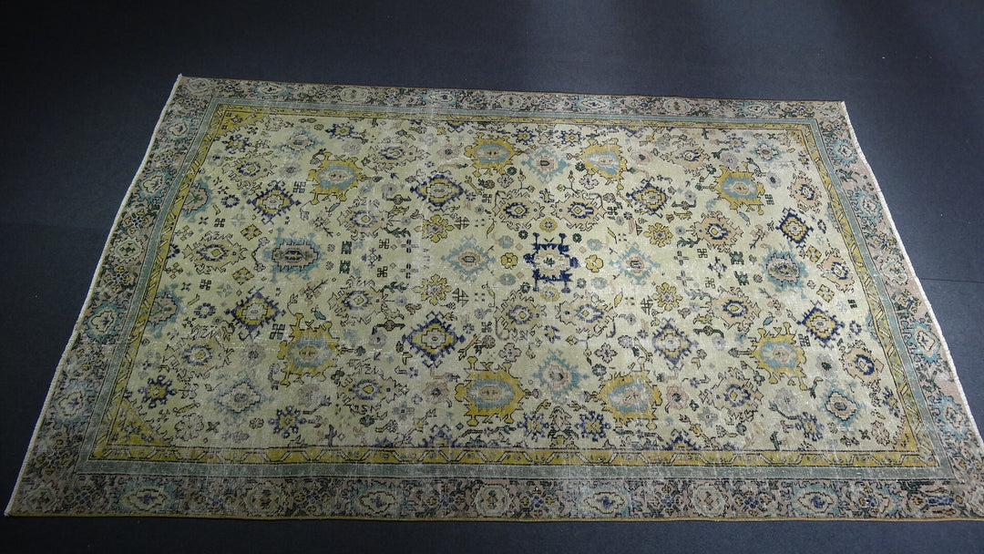 Green Turkish Runner Rug 5' 7" x 8' 9" Hand-Knotted | No. WR22630