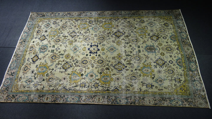 Green Turkish Runner Rug 5' 7" x 8' 9" Hand-Knotted | No. WR22630