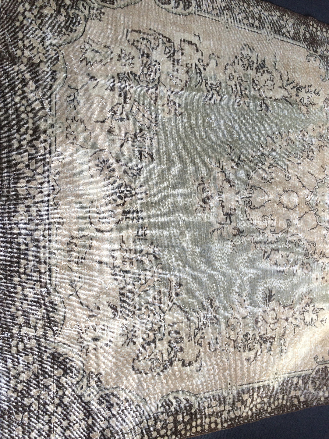 Green Turkish Runner Rug 6' 6" x 10' 10" Hand-Knotted | No. WR41776