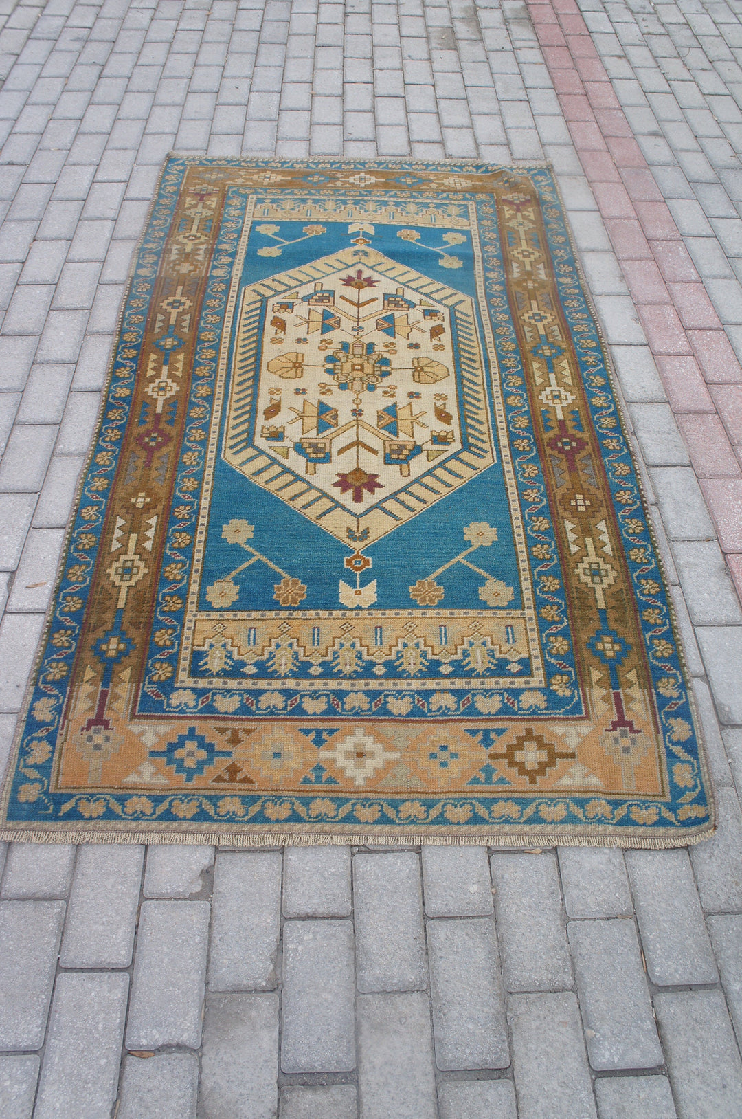 Blue Turkish Oushak Runner Rug 2'6" x 9'8" Hand-Knotted | No. WR76933