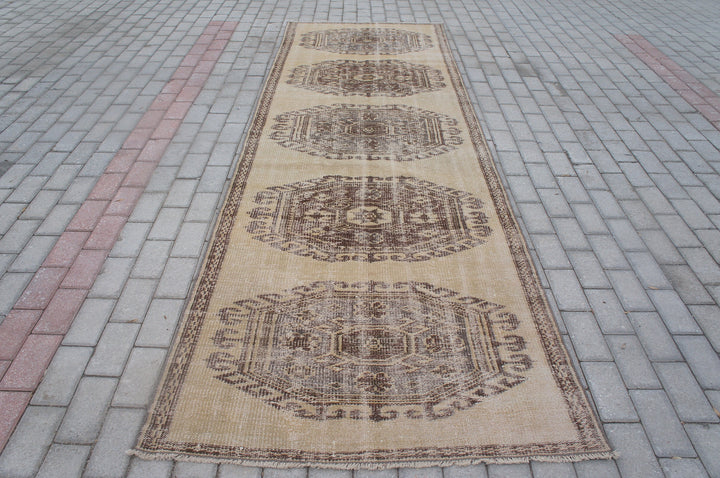 Turkish Runner Rug 3' x 11' Hand-Knotted detail