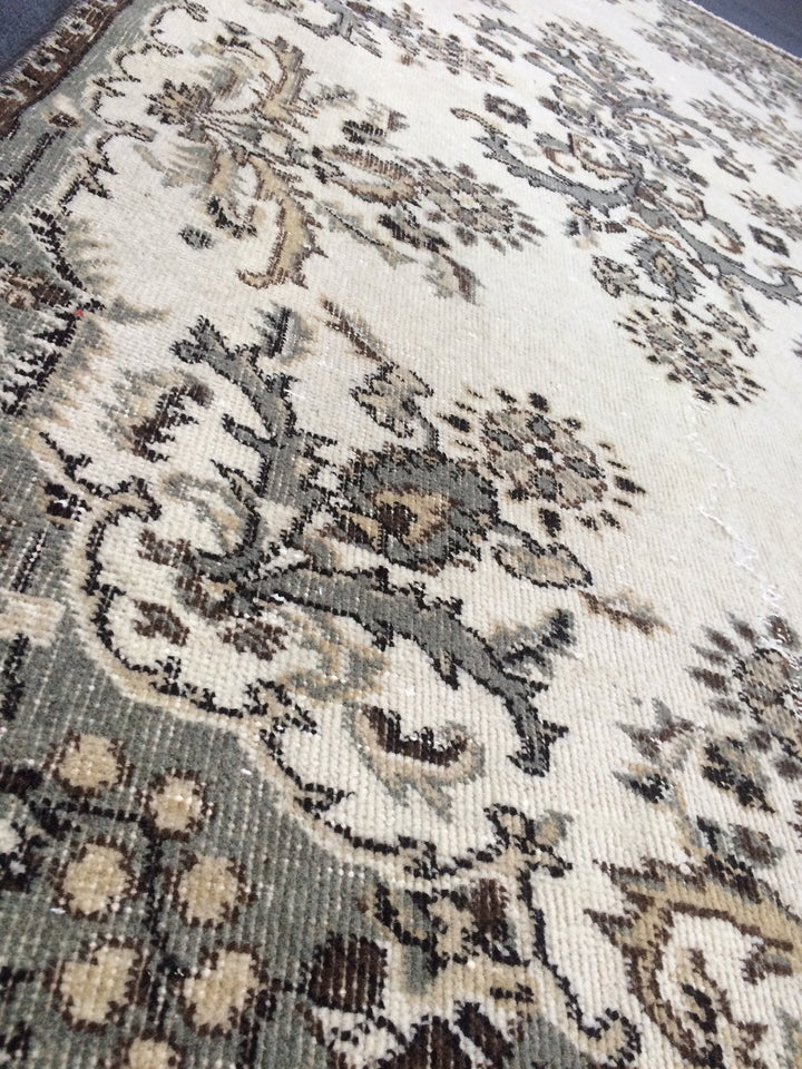 Red Turkish Oushak Runner Rug Hand-Knotted reverse