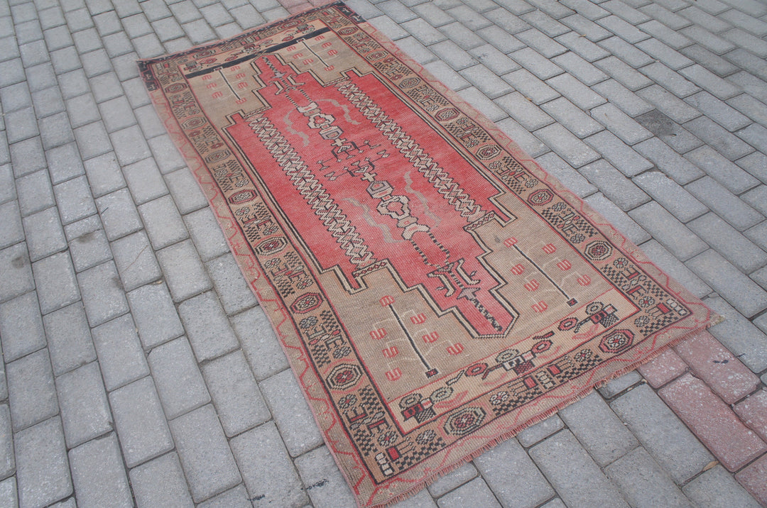 Turkish Oushak Runner Rug Hand-Knotted close-up