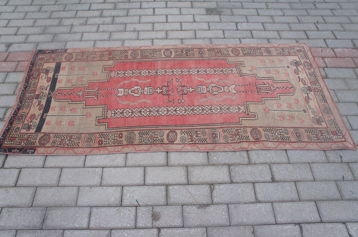 Turkish Oushak Runner Rug Hand-Knotted field