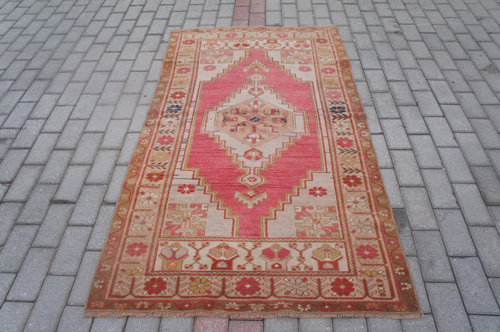 Rust Turkish Vintage Rug Runner Hand-Knotted border
