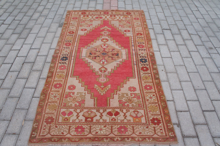 Rust Turkish Vintage Rug Runner Hand-Knotted