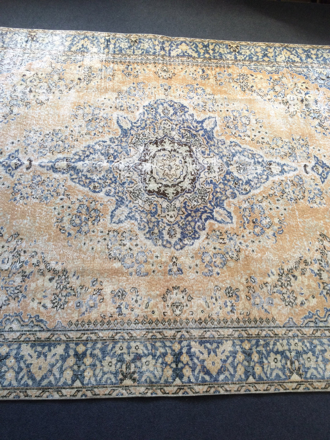 Beige Turkish Runner Rug 6' 10" x 10' Hand-Knotted reverse