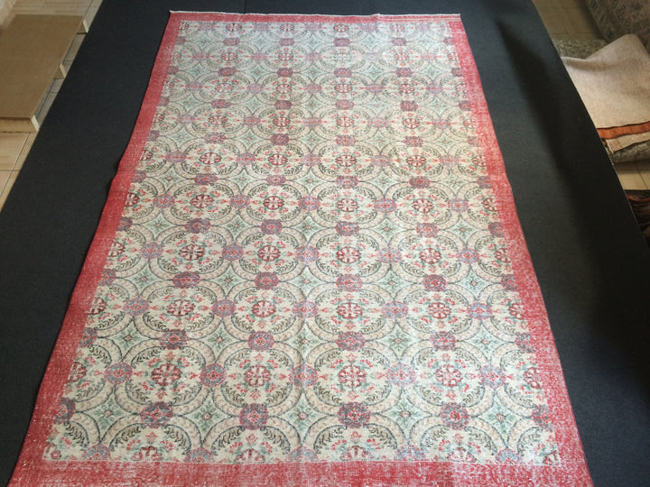Beige Turkish Oushak Rug 7' x 10' 6" Hand-Knotted