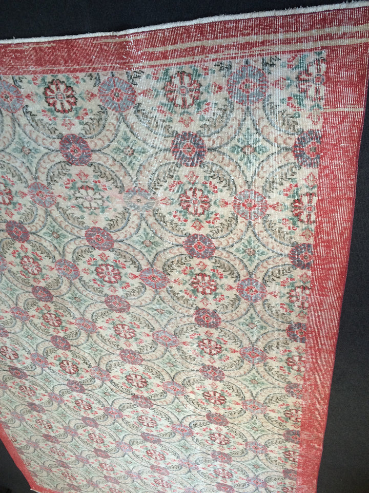 Beige Turkish Oushak Rug 7' x 10' 6" Hand-Knotted border
