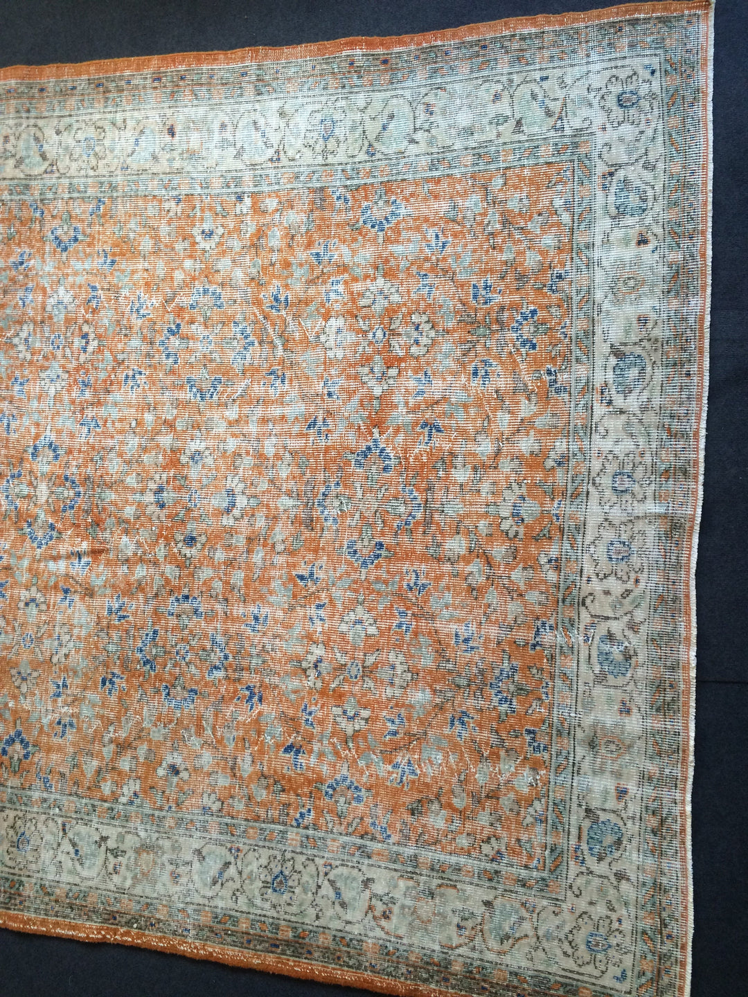 Orange Turkish Oushak Rug 6' 7" x 9' 7" Hand-Knotted view