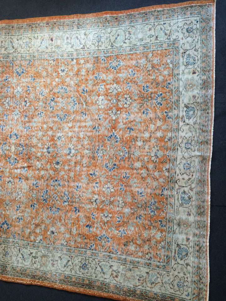 Orange Turkish Oushak Rug 6' 7" x 9' 7" Hand-Knotted view