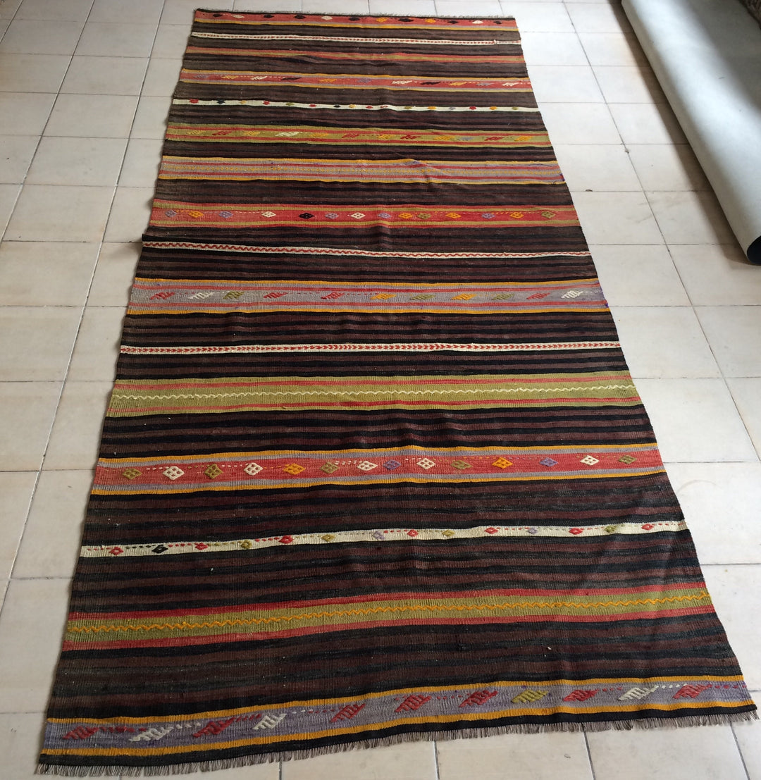 Rust Turkish Kilim Rug 2'2" x 3'3" Flat-Weave