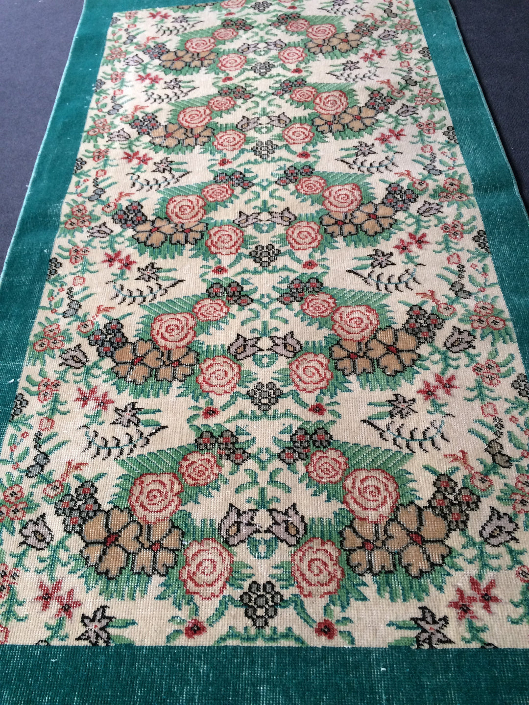 Green Turkish Oushak Rug 4' x 7' Hand-Knotted | No. WR97668