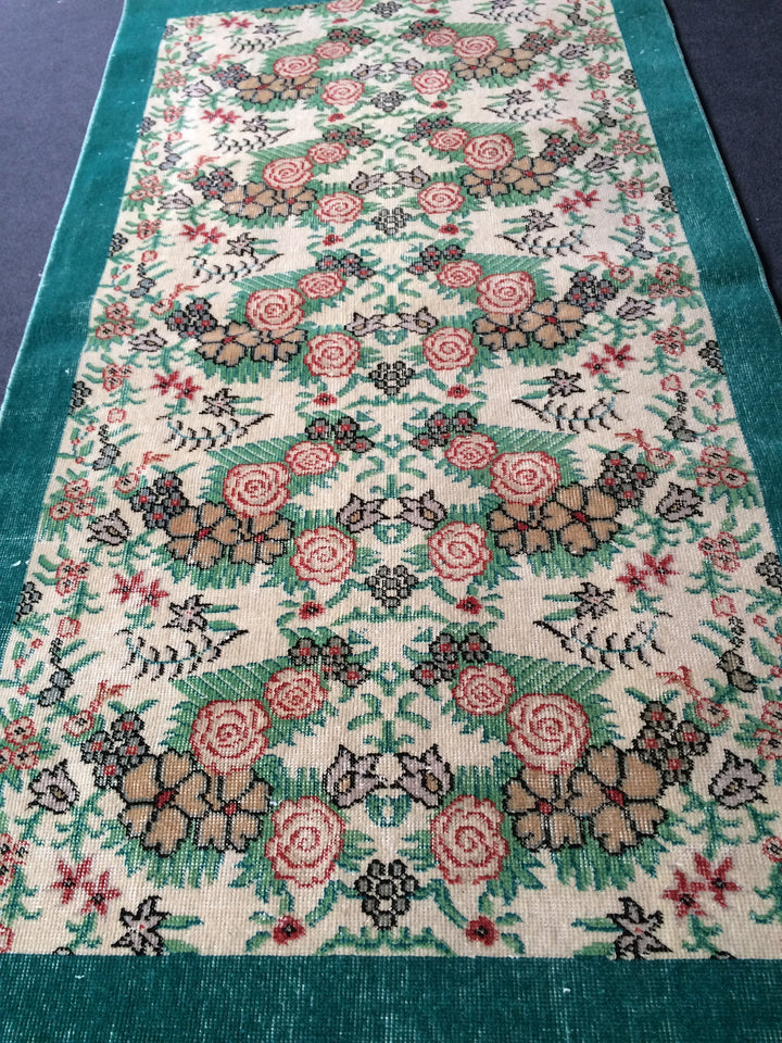 Green Turkish Oushak Rug 4' x 7' Hand-Knotted | No. WR97668