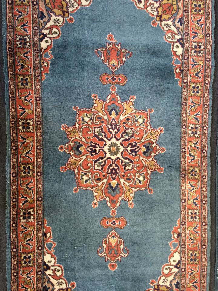 Blue Turkish Runner Rug 2' 9" x 5' 4" Hand-Knotted | No. WR27889