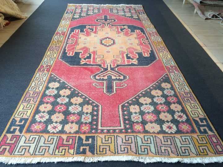 Rust Turkish Runner Rug 3' x 8' Hand-Knotted