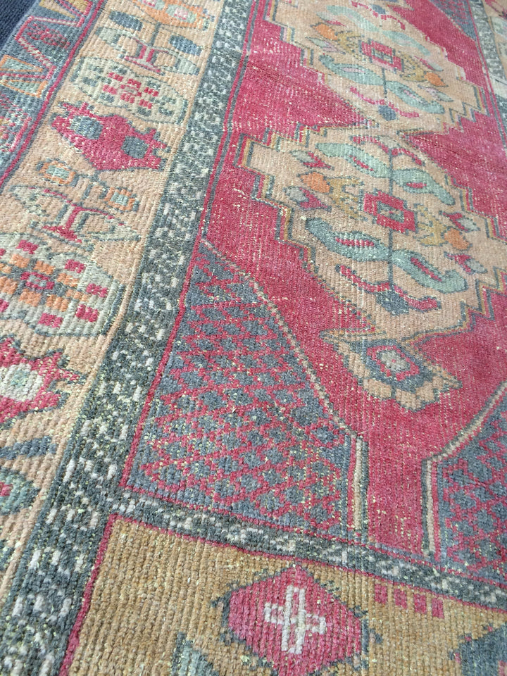 Rust Turkish Oushak Rug Hand-Knotted reverse