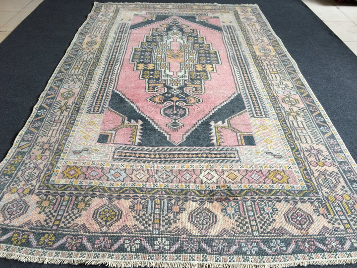 Pink Turkish Oushak Rug 4' x 6' 10" Hand-Knotted