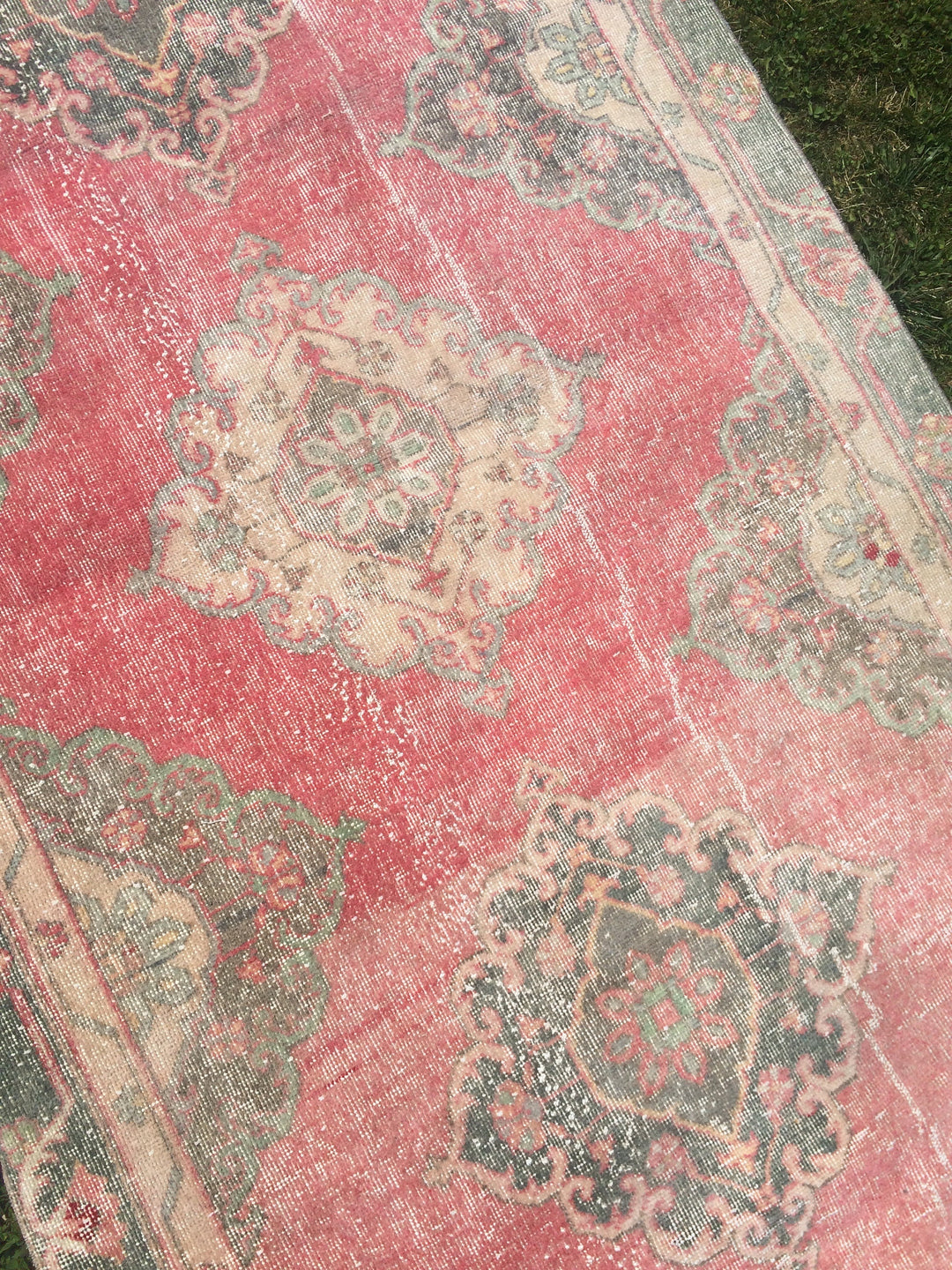 Pink Turkish Runner Rug 4' x 12' Hand-Knotted view