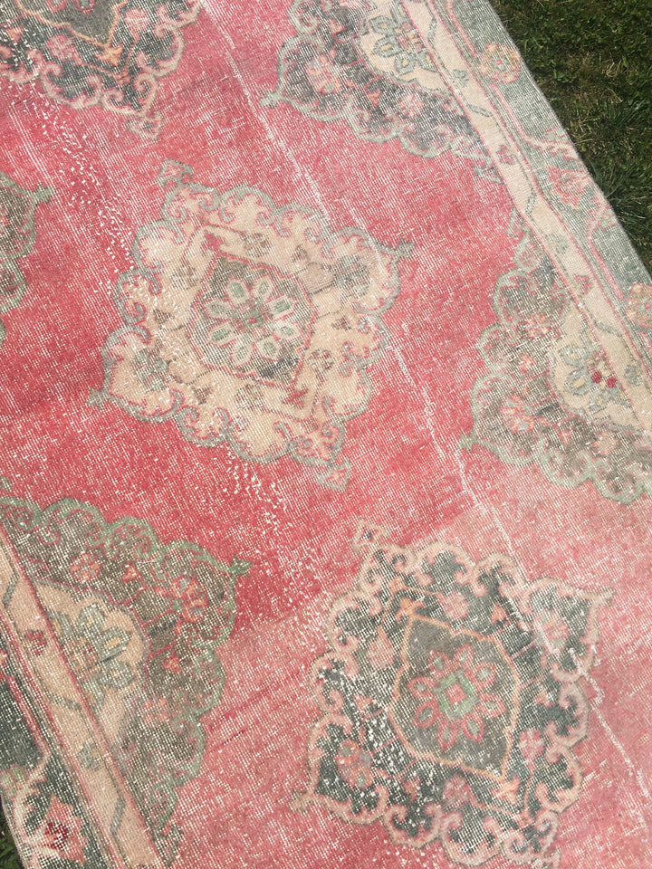 Pink Turkish Runner Rug 4' x 12' Hand-Knotted view