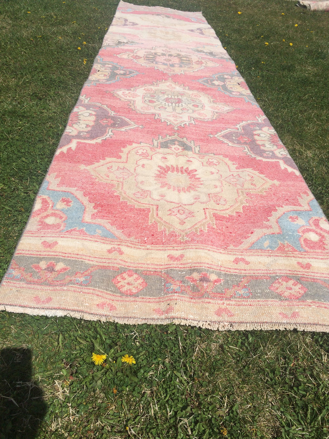 Beige Turkish Runner Rug 3' x 13' Hand-Knotted field