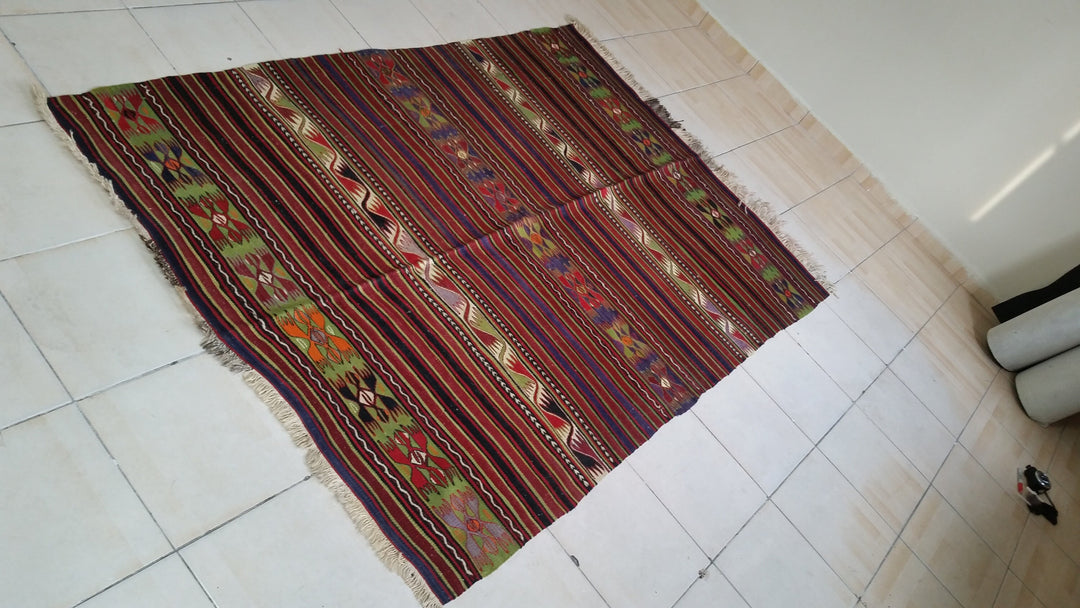 Red Turkish Oushak Runner Rug Hand-Knotted view