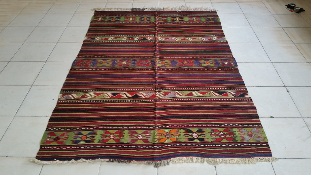 Red Turkish Oushak Runner Rug Hand-Knotted