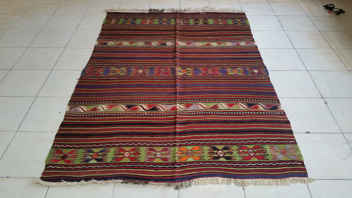 Red Turkish Oushak Runner Rug Hand-Knotted