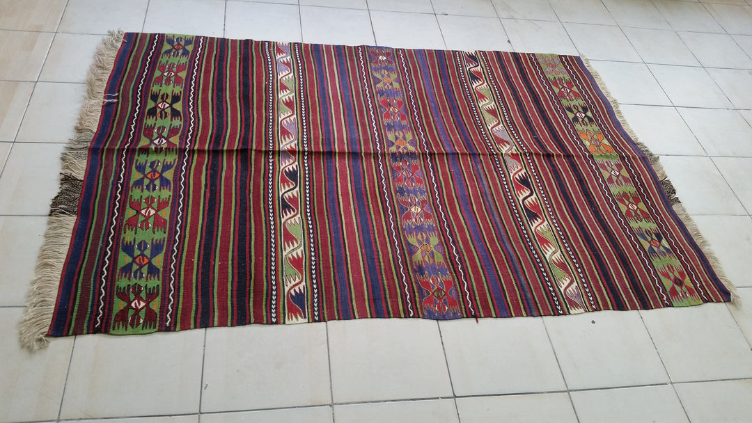 Red Turkish Oushak Runner Rug Hand-Knotted texture