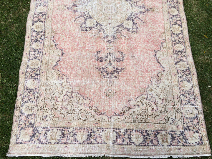 Rust Turkish Oushak Rug 2'6" x 9'10" Hand-Knotted close-up