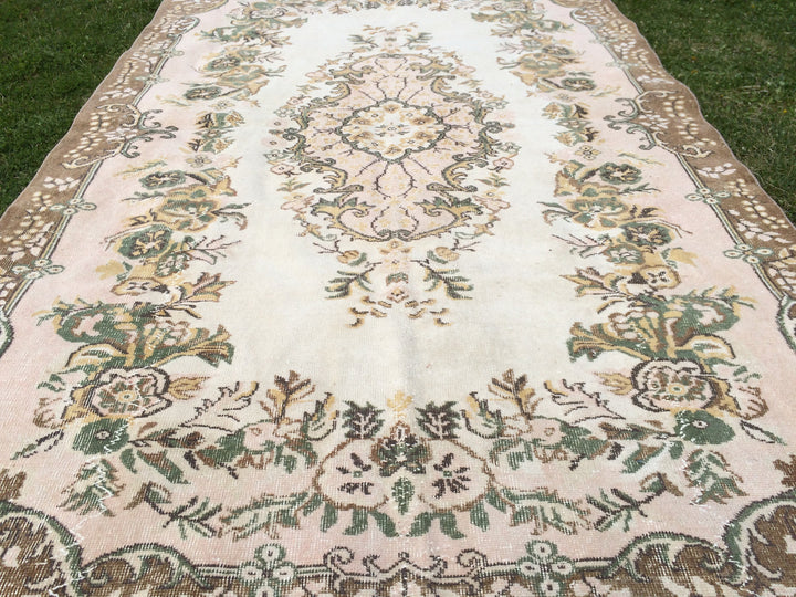 Pink Turkish Oushak Rug 5' 7" x 9' Hand-Knotted view