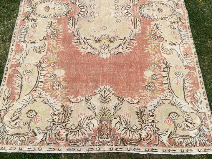 Orange Turkish Oushak Rug 6' x 9' 5" Hand-Knotted view 9
