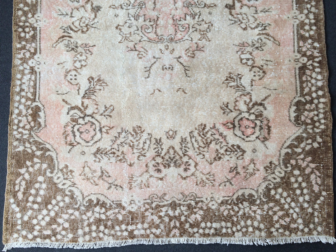 Rust Turkish Runner Rug Hand-Knotted pattern