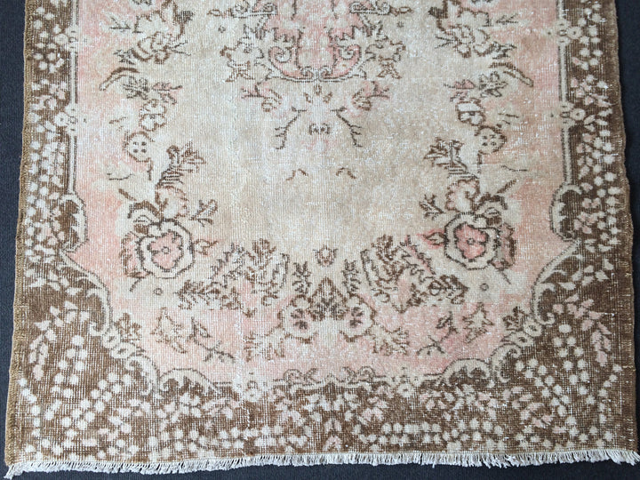 Rust Turkish Runner Rug Hand-Knotted pattern