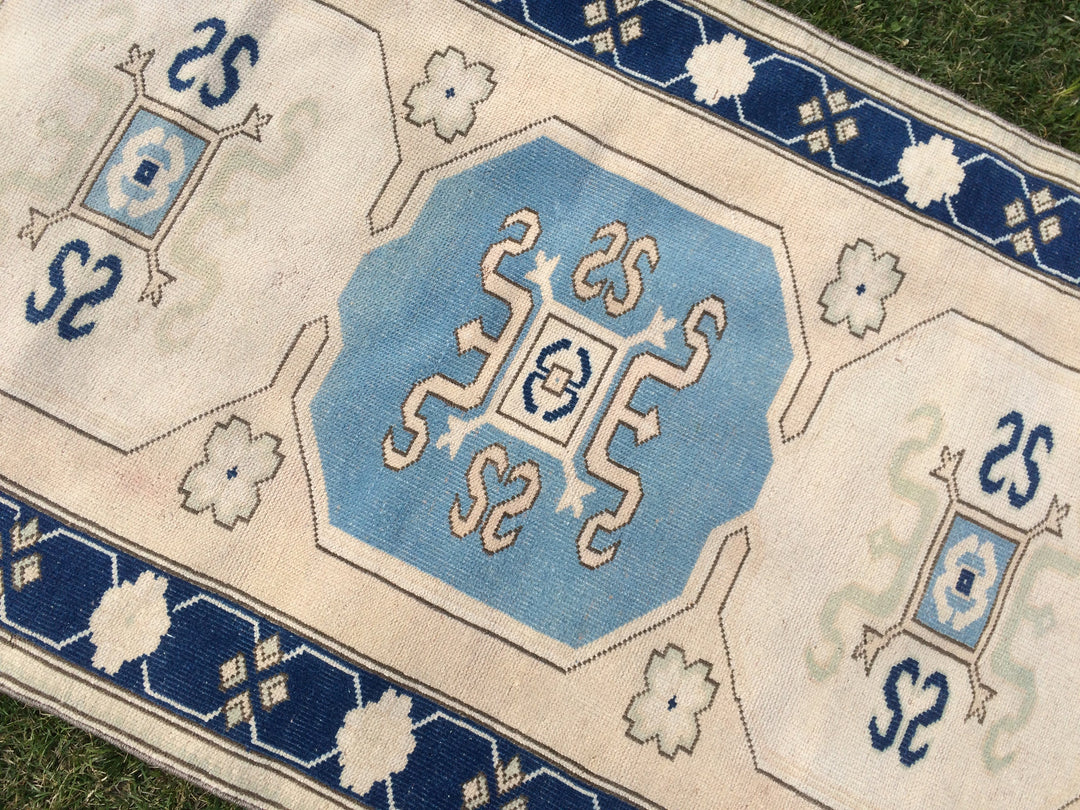 Blue Turkish Oushak Rug 4' x 6' 7" Hand-Knotted | No. WR46292