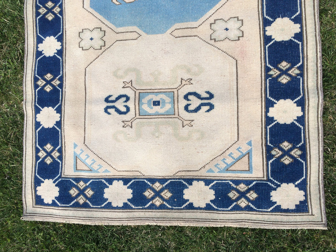 Blue Turkish Oushak Rug 4' x 6' 7" Hand-Knotted | No. WR46292