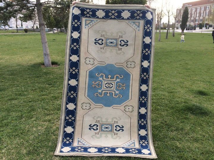 Blue Turkish Oushak Rug 4' x 6' 7" Hand-Knotted | No. WR46292