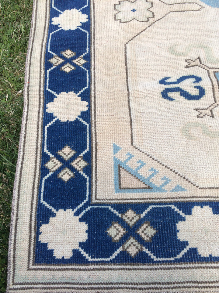 Blue Turkish Oushak Rug 4' x 6' 7" Hand-Knotted | No. WR46292