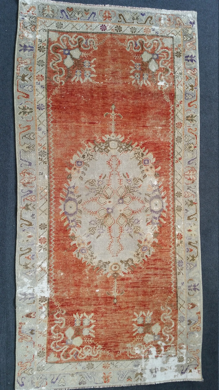 Turkish Oushak Rug Hand-Knotted reverse