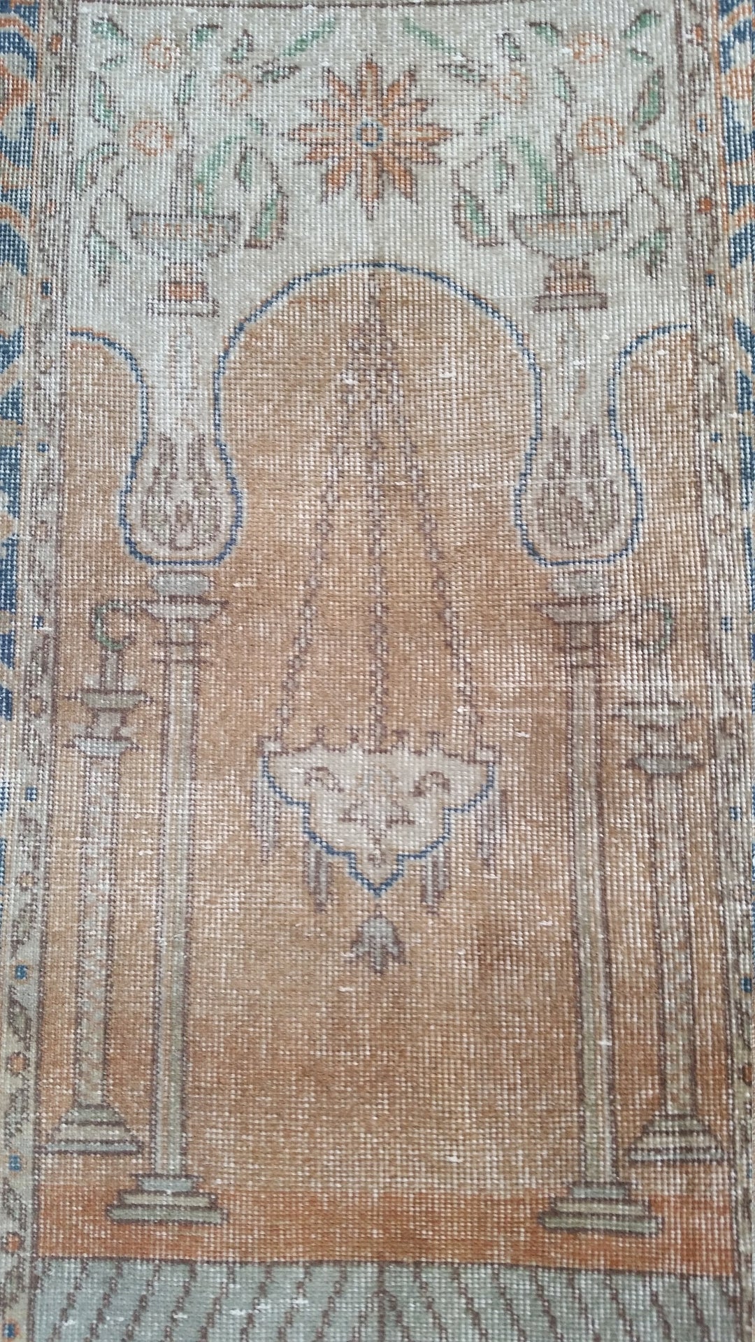 Turkish Oushak Rug 2'7" x 12'1" Hand-Knotted texture