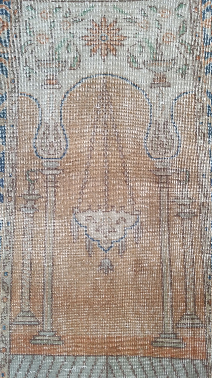 Turkish Oushak Rug 2'7" x 12'1" Hand-Knotted texture