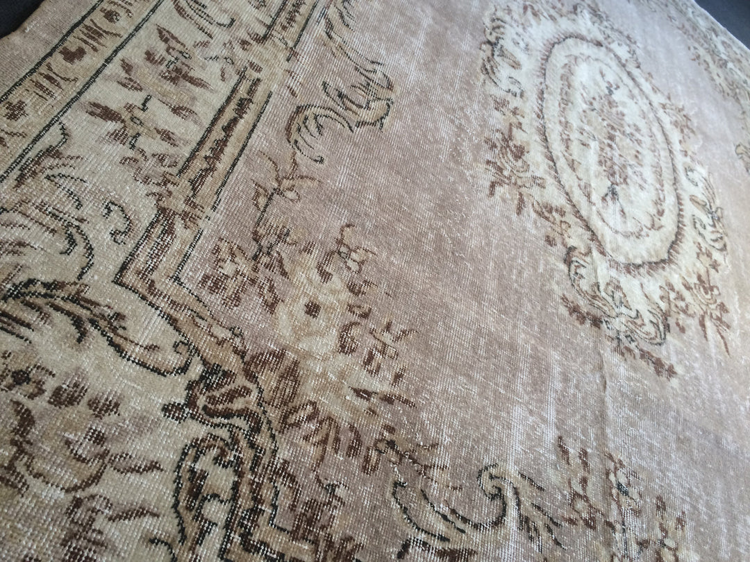 Beige Turkish Runner Rug 7' 5" x 10' Hand-Knotted view