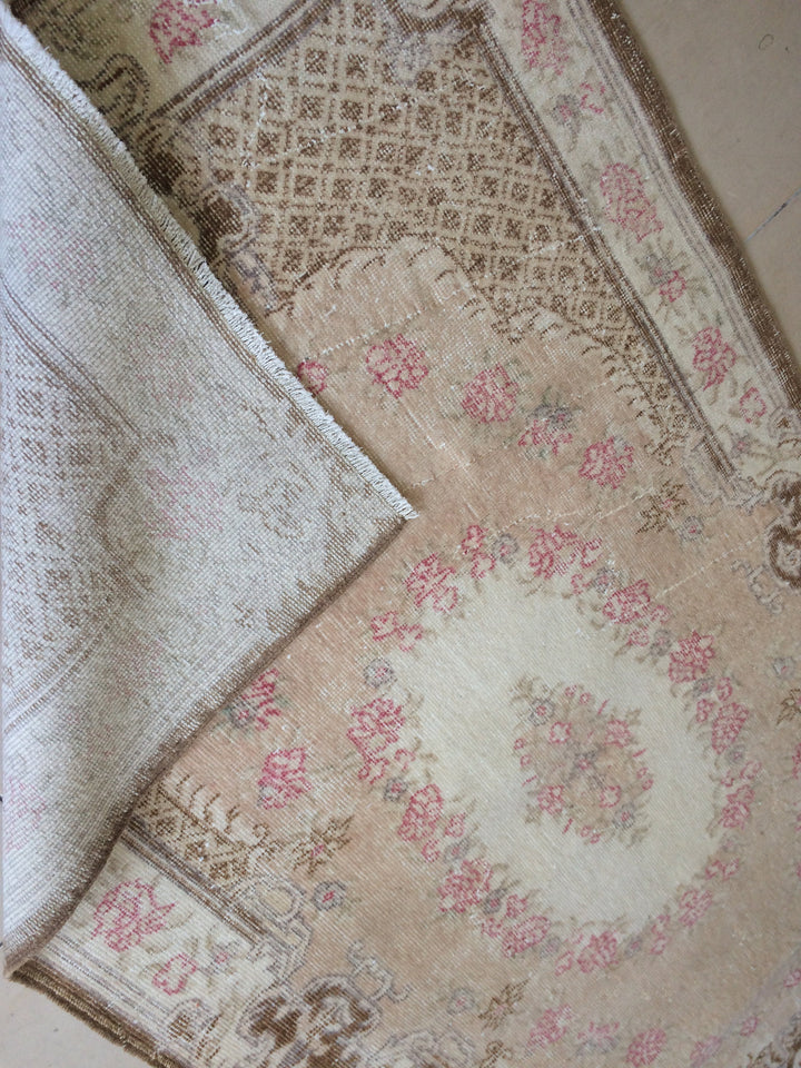 Rust Turkish Runner Rug 4' x 7' Hand-Knotted reverse