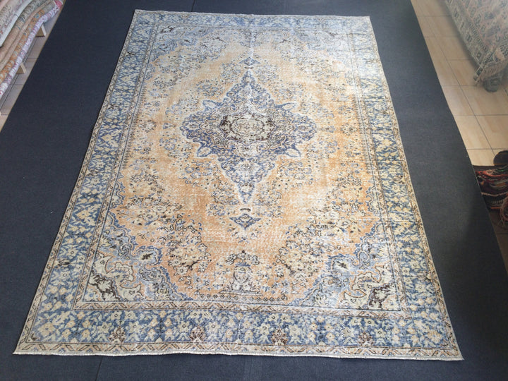 Beige Turkish Runner Rug 6' 10" x 10' Hand-Knotted