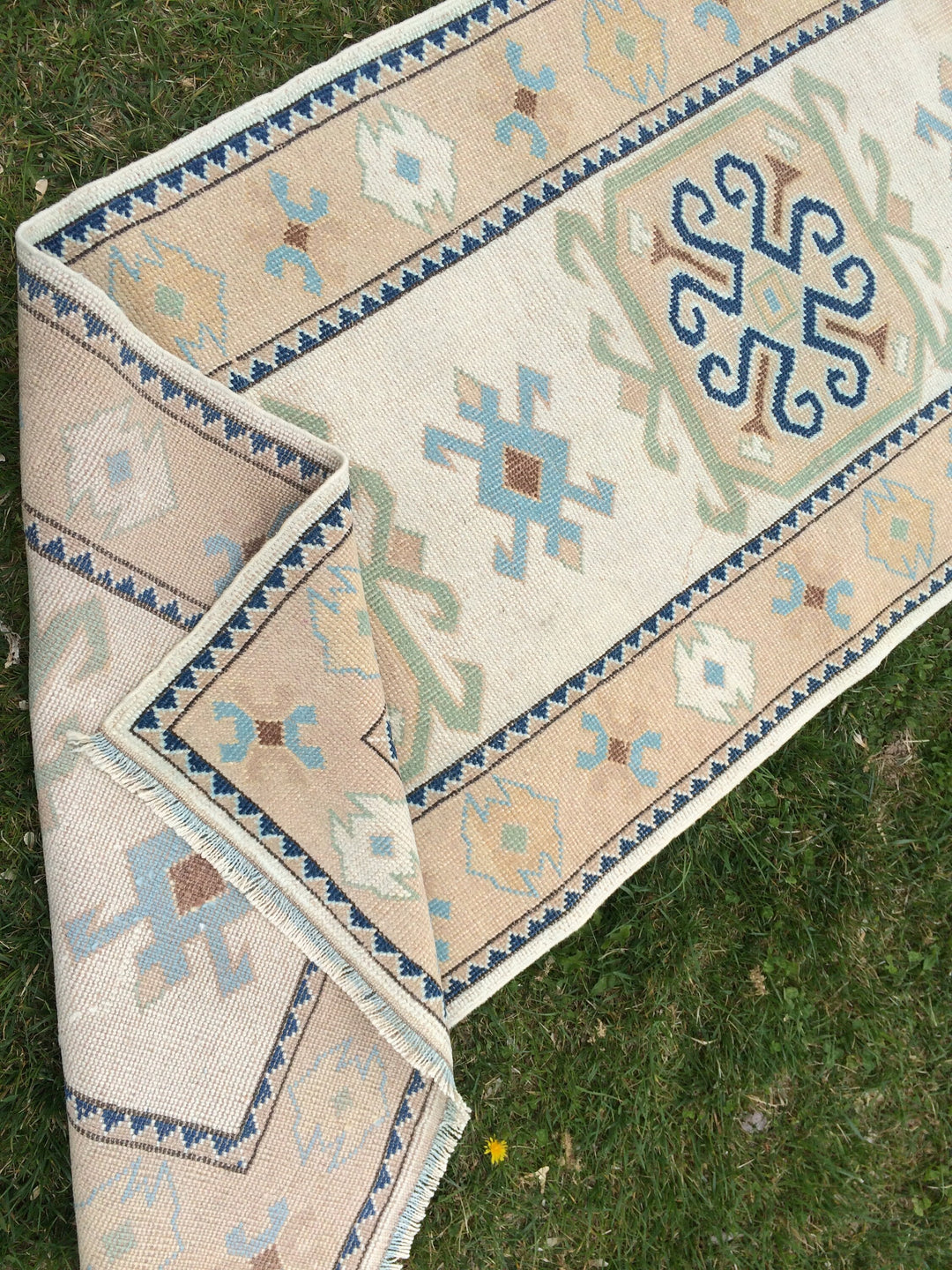 Beige Turkish Runner Rug 3' x 11' Hand-Knotted view 9