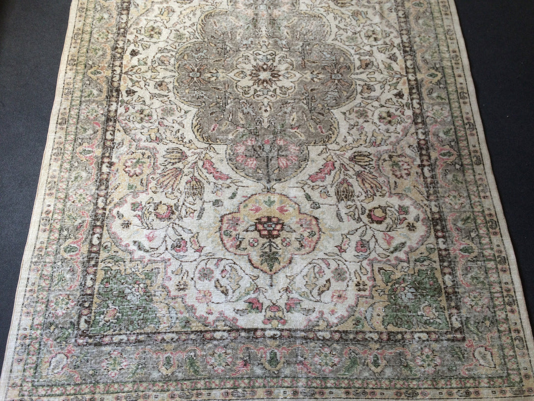 Beige Turkish Runner Rug 6' 8" x 9' 10" Hand-Knotted view