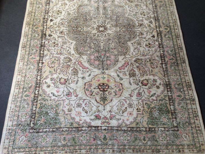 Beige Turkish Runner Rug 6' 8" x 9' 10" Hand-Knotted view
